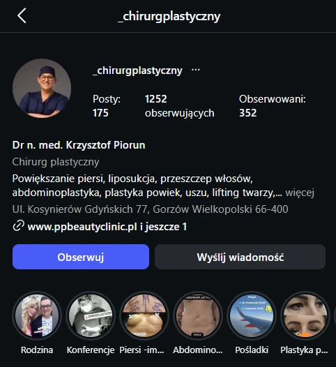 screen konta na instagramie